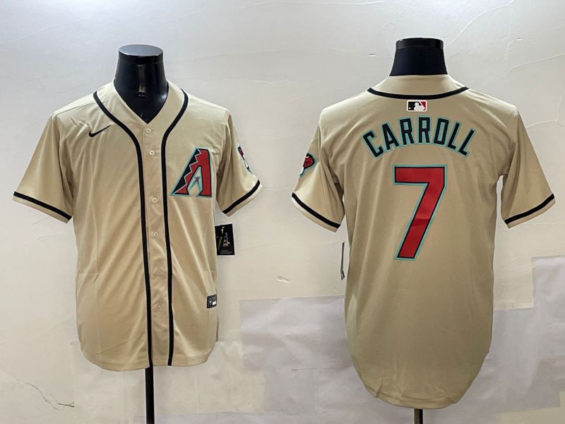 Men Arizona Diamondback #7 Carroll Cream Game 2025 Nike MLB Jersey style 1->arizona diamondback->MLB Jersey